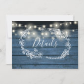 Carte Détails du Mariage Blue Wood String Lights (Devant)