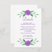 Carte Détails du Mariage de Bow Diamond Bleu Viole (Devant / Derrière)