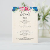Carte Détails du Mariage de fleurs rose et bleue (Debout devant)