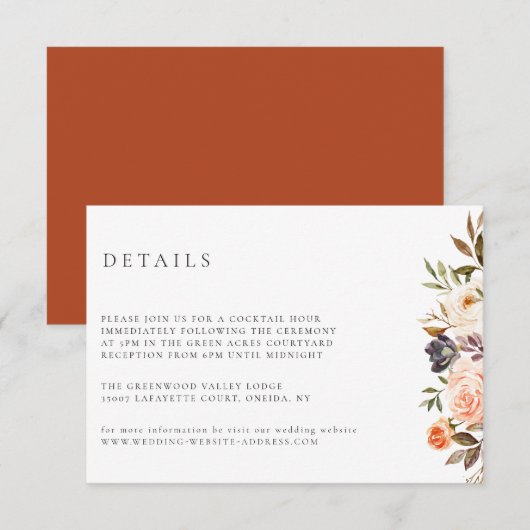 Carte Détails du Mariage de la Terre d'automne (Devant / Derrière)