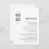 Carte Détails du Mariage de tendance minimale en g (Devant / Derrière)