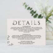 Carte Détails du Mariage de typographie florale (Debout devant)