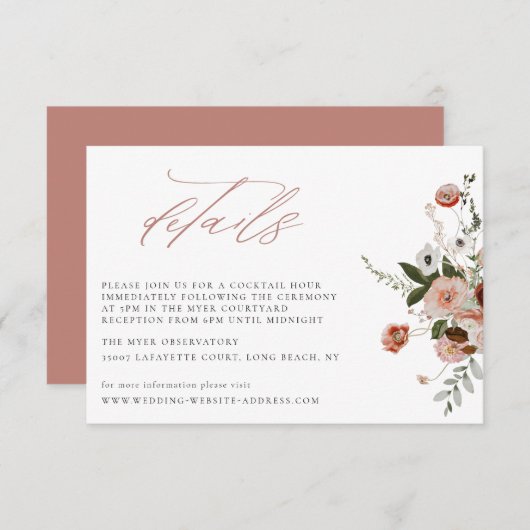 Carte Détails du Mariage Floral de l'automne (Devant / Derrière)
