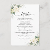Carte Détails du Mariage Floral Roses Blanches (Devant)