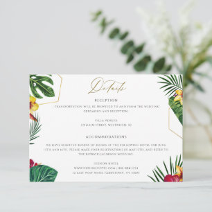 Carte Détails du Mariage floral tropical