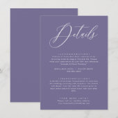 Carte Détails du Mariage Lavender Purple Lilac (Devant / Derrière)