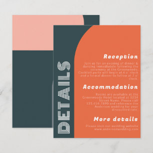 Carte Détails du Mariage rétro Arch super Bright Orang