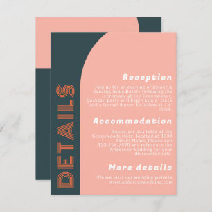 Carte Détails du Mariage rétro Arch super Pêche orange