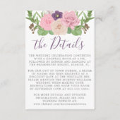 Carte Détails du Mariage rose violet (Devant)