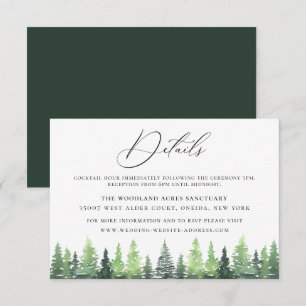 Carte Détails du Mariage Watercolor Woodland Fores