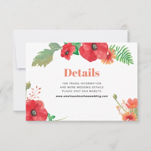 Carte Détails/informations sur le Mariage des fleurs de  (Devant)