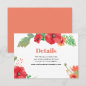 Carte Détails/informations sur le Mariage des fleurs de  (Devant / Derrière)