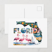 Carte d'état de Floride Flamants roses tropicaux r (Devant / Derrière)