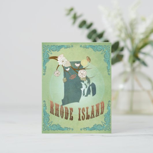 Carte d'état de l'île de Rhode - Vert (Debout devant)