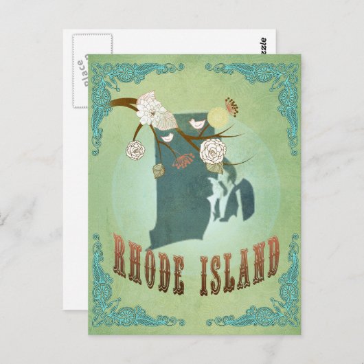 Carte d'état de l'île de Rhode - Vert (Devant / Derrière)