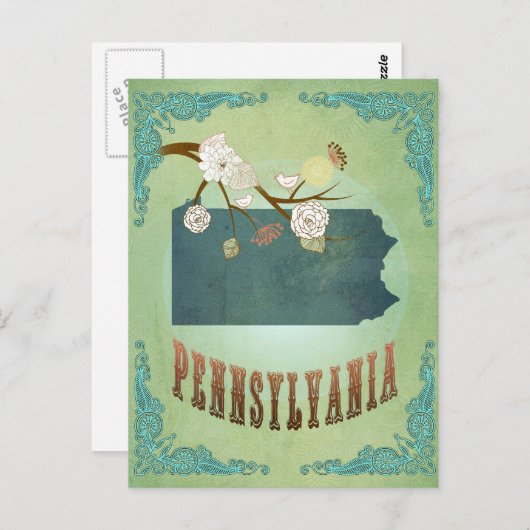 Carte d'état de Pennsylvanie - Vert (Devant / Derrière)