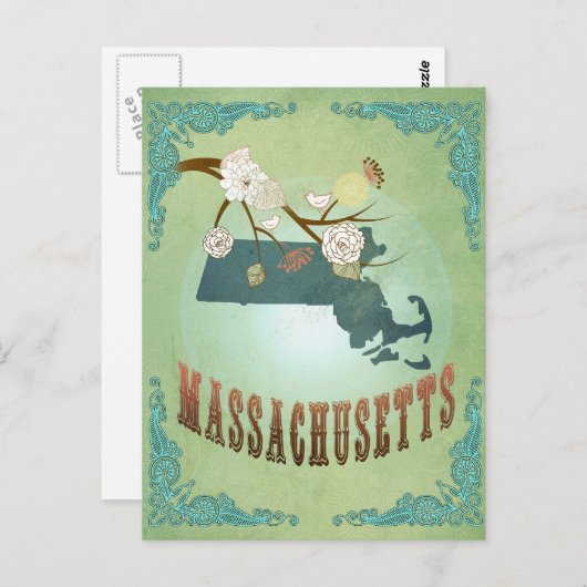 Carte d'état du Massachusetts - Vert (Devant / Derrière)