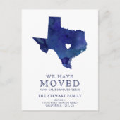 Carte d'état du Texas marine bleu aquarelle maison (Devant)