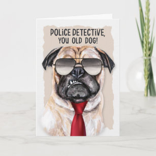 Carte Détective de police Funny Carlin Dog retrait