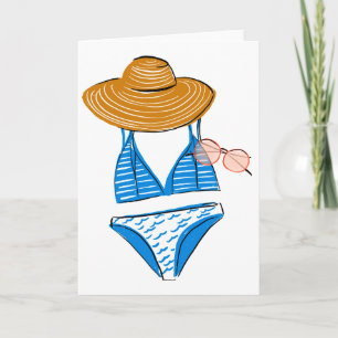 Carte Détendez-vous au soleil - maillot de bain bleu 2