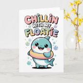 Carte Détente avec mon flotteur | Bébé Requin Enfants (Fleur jaune)