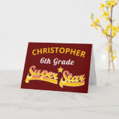 Carte d'études de 6e année Super Star Red School (Fleur jaune)