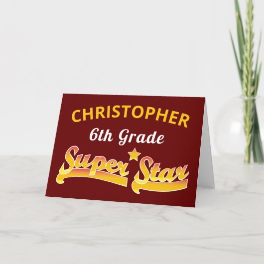 Carte d'études de 6e année Super Star Red School (Devant)