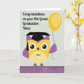 Carte d'études de 8e année pour la nièce avec hibo (Fleur jaune)