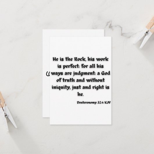 Carte Deutéronome 32:4 KJV Bible Scripture Salutation (Devant/Arrière en situation)