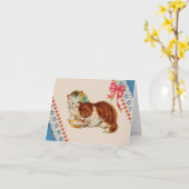 Carte deux adorables chatons imprimés (Fleur jaune)