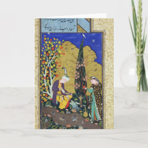 Carte Deux amoureux dans un verger en fleurs