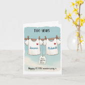 Carte "Deux ans d'amour" Tee coton 2e anniversaire (Fleur jaune)