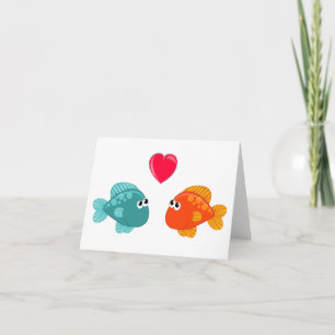 Carte Deux Cartoon Fish Love Coeur Générique Toute utili