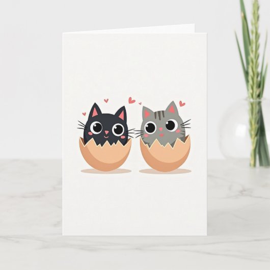 Carte Deux Chatons Bonne Année (Devant)