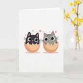 Carte Deux Chatons Bonne Année (Fleur jaune)