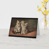 Carte Deux chatons. Garçon, fille. Amour, anniversaire (Fleur jaune)