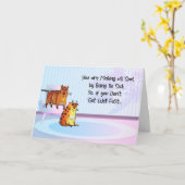 Carte Deux chats comiques tristes, parce que l'enfant es (Fleur jaune)