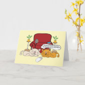 Carte Deux chats et un anniversaire de souris (Fleur jaune)