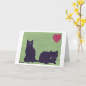 Carte Deux chats noirs (Fleur jaune)