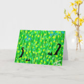 Carte Deux chats noirs (Fleur jaune)