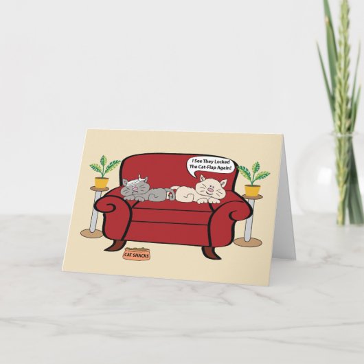 Carte Deux Chats Sur Chaise Humour Anniversaire (Devant)