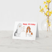 Carte Deux chiens qui vous souhaitent un joyeux annivers (Fleur jaune)