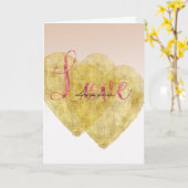 Carte Deux Coeurs d'or toujours votre amour (Fleur jaune)