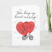 Carte Deux Coeurs Joyeux Bicycle Mignonne Valentines Day (Devant)