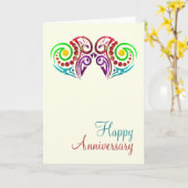 Carte Deux cœurs pour l'anniversaire de mariage (Fleur jaune)