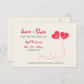 Carte Deux coeurs sauvent la date de l'annonce (Devant / Derrière)