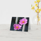 Carte Deux Cosmos roses à travers la rampe (Fleur jaune)