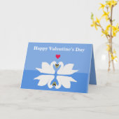 Carte Deux cygnes en Pose Coeur Classique (Fleur jaune)