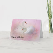Carte Deux cygnes sur Mariage Arrière - plan rose (Devant)