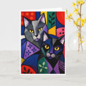 Carte Deux de la même espèce (Compagnons de chat) (Fleur jaune)
